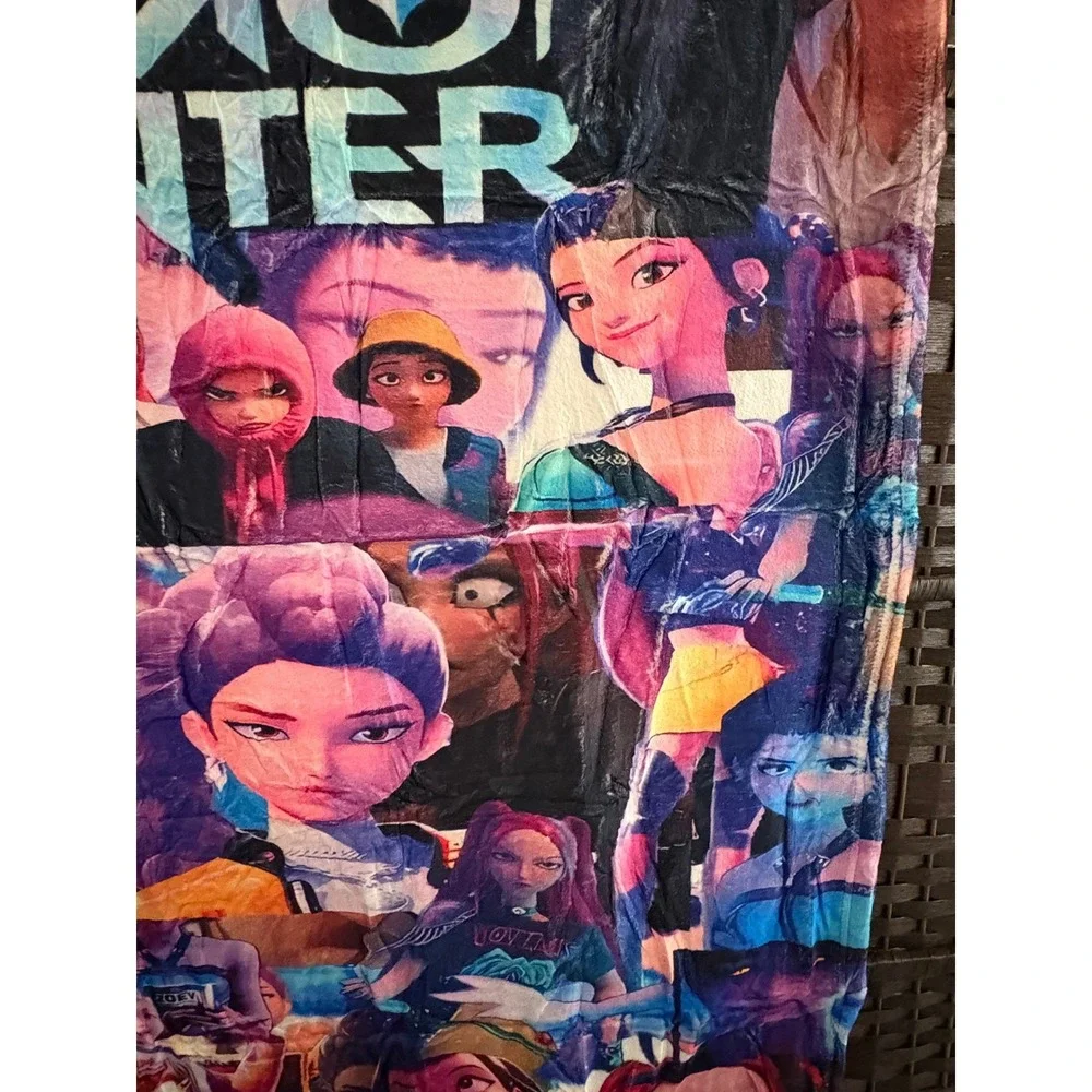 K-Pop Demon Hunters Netflix Animated Film Plush Fleece Throw Blanket Multi Color